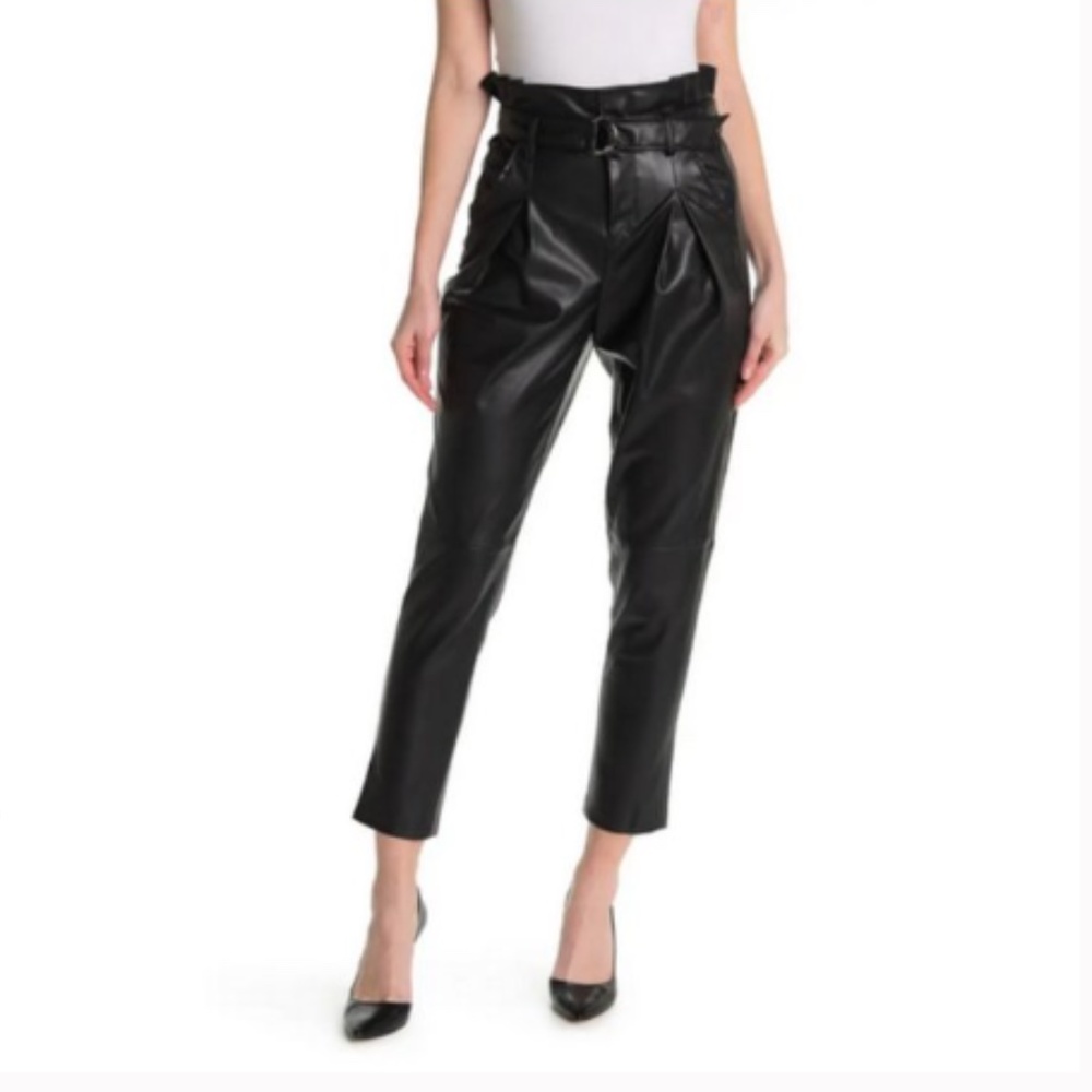 Blank NYC Pants BLACK Vegan LEATHER Belt POCKETS Dark SECRETS New Sz 27 $98